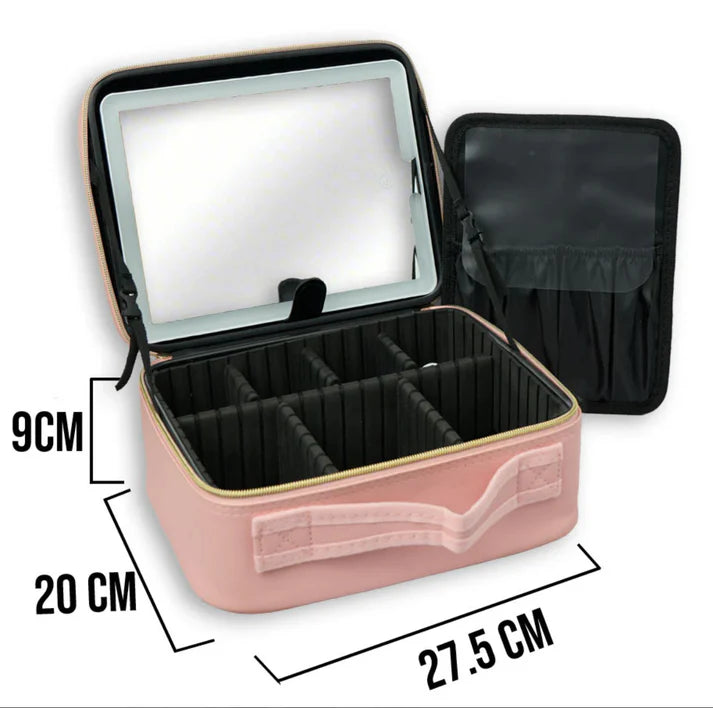 Cosmetiquera Profesional LumiGlam™ con Espejo LED