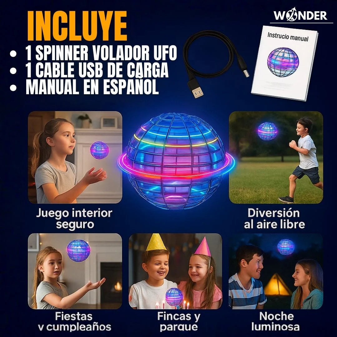 Bola de orbe voladora con luces deslumbrantes (2x1)