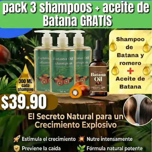 BatanaBoost™ |Pack 3 Shampoo Batana(300ml c/u) + Aceite GRATIS