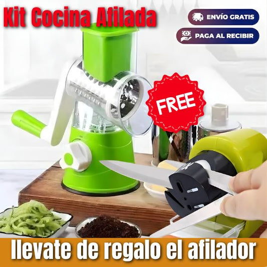 RallaPro™ Rallador Giratorio 3en1 con Afilador Incluido
