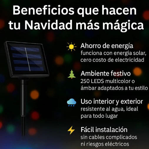 Luces solares Navideñas 12 metros
