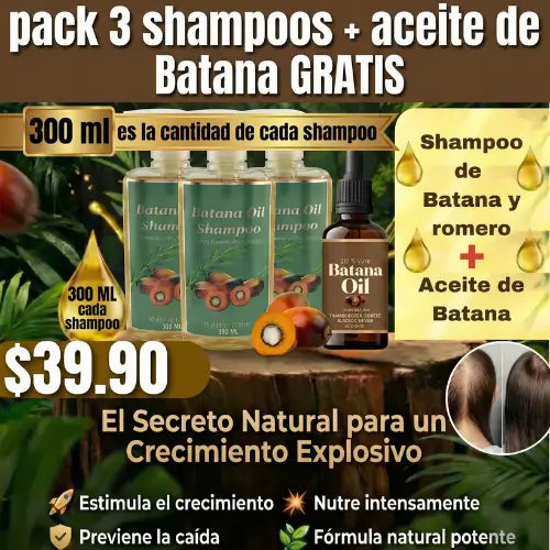 BatanaBoost™ |Pack 3 Shampoo Batana(300ml c/u) + Aceite GRATIS