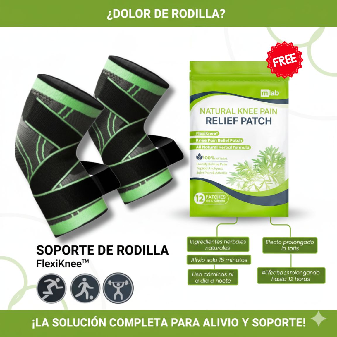 Rodillera de Compresión Premium FlexiKnee™ — Soporte real para tu día a día (con parches de regalo)