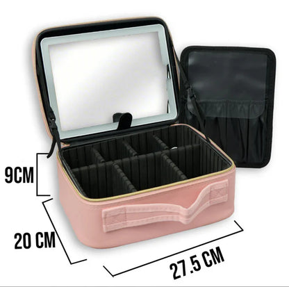Cosmetiquera Profesional LumiGlam™ con Espejo LED