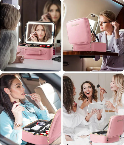 Cosmetiquera Profesional LumiGlam™ con Espejo LED