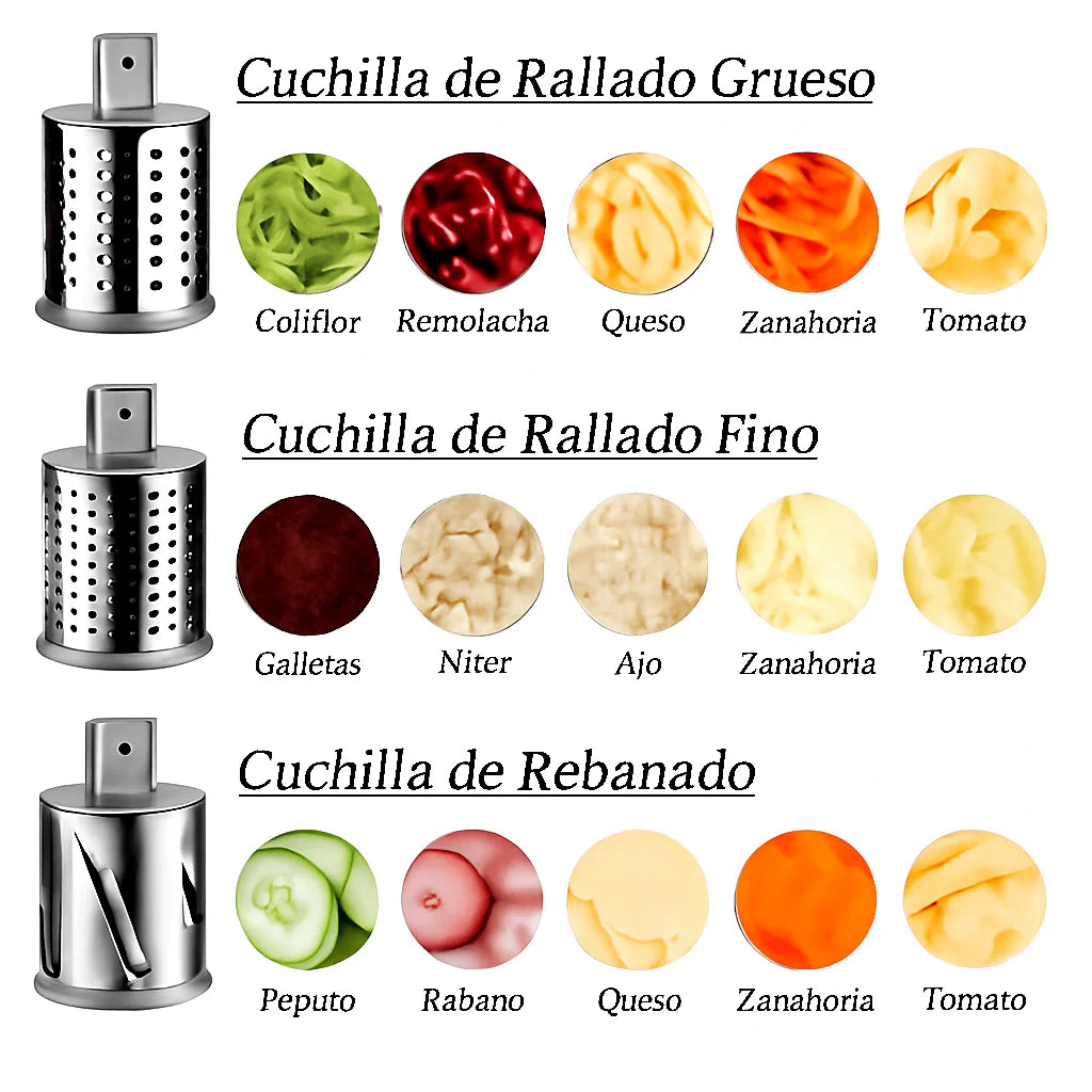 RallaPro™ Rallador Giratorio 3en1 con Afilador Incluido
